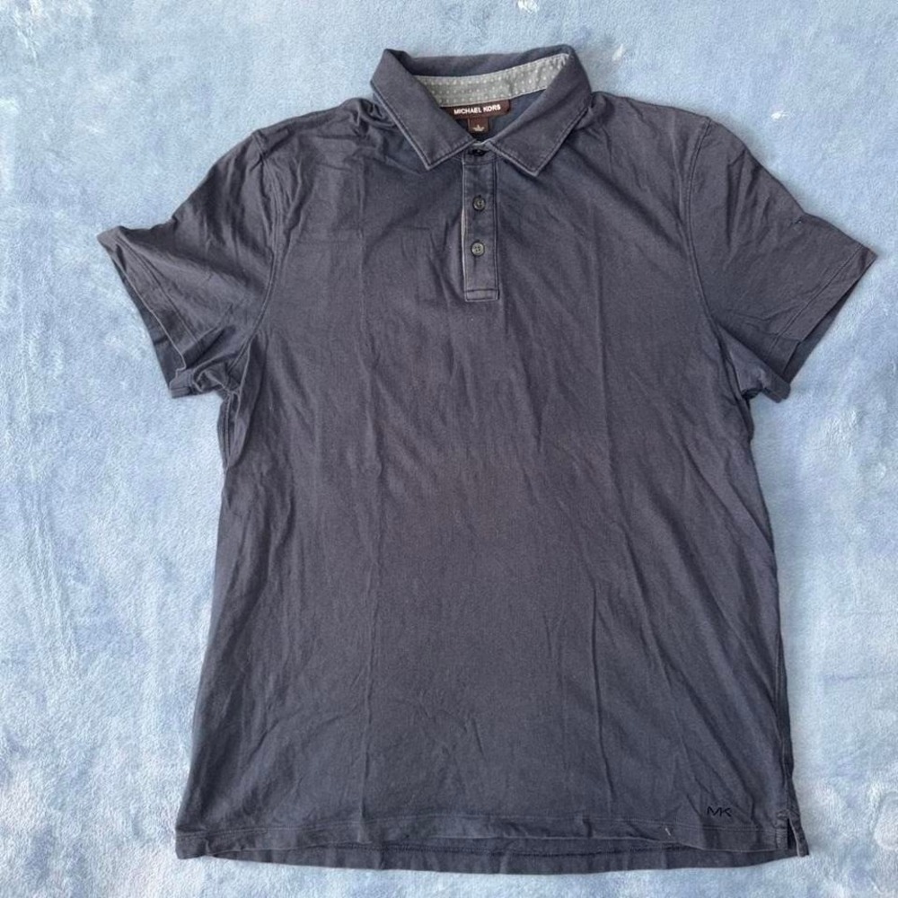 Michael Kors Men's‎ Short Sleeve Blue Collared Polo Shirt Size: L